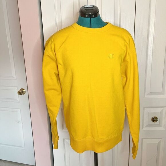 Champion Round Crew Neck Long Sleeve C Logo Vintage Unisex Fleece Sweatshirt - Picture 1 of 12